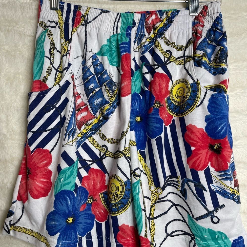 ✨ Carolyn Taylor For By Womens M Nautical Shorts 7" Inseam High Elastic Waist